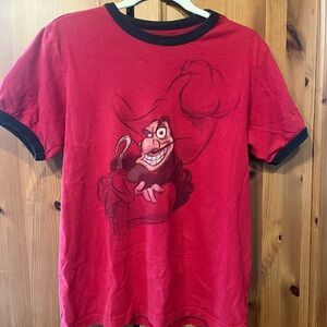 Disney Vintage Captain Hook Ringer T-Shirt Studio Red Black Sz Small/Med